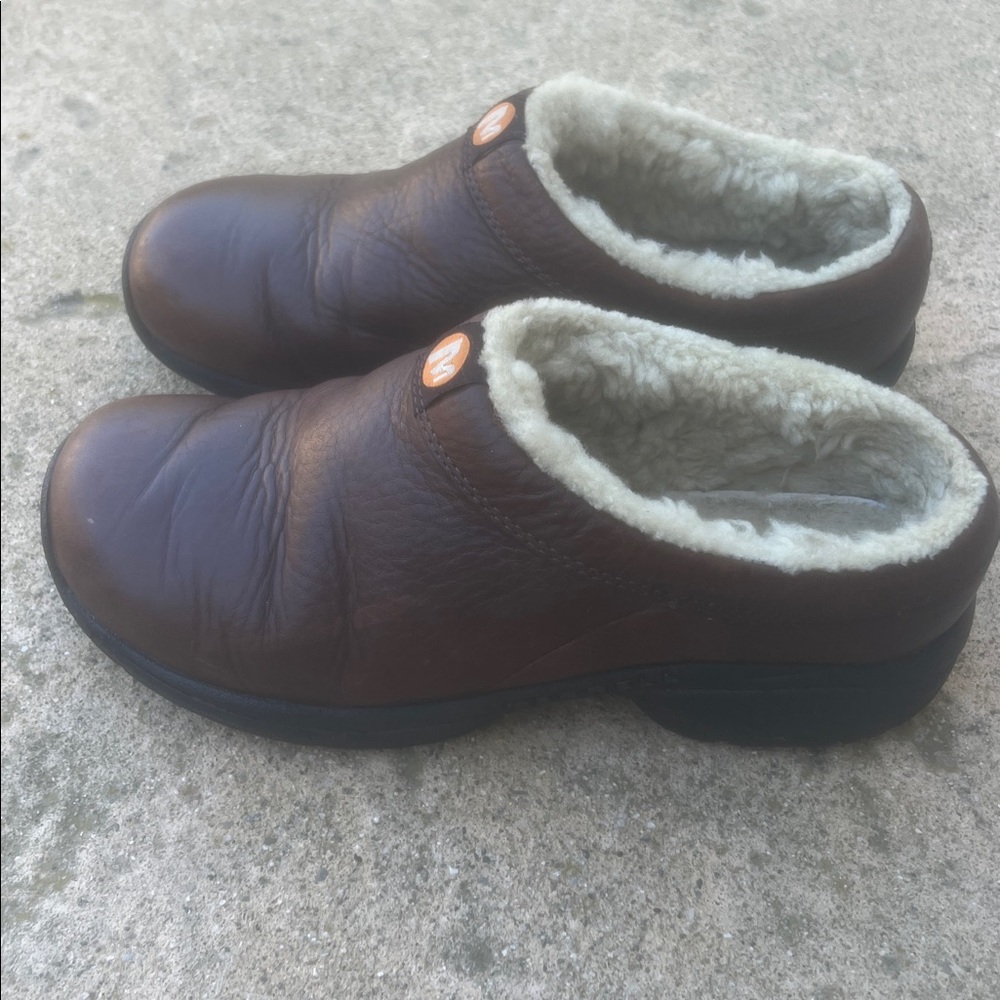 Merrell Primo Chill Brown Leather Wool Lined Mules Women's Size 8.5 - Picture 8 of 9
